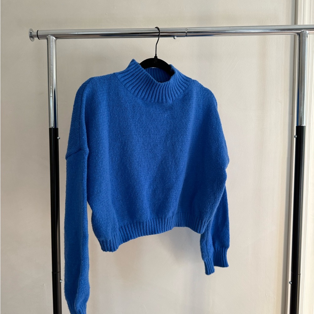 SHEIN Vibrant Blue Turtleneck Sweater